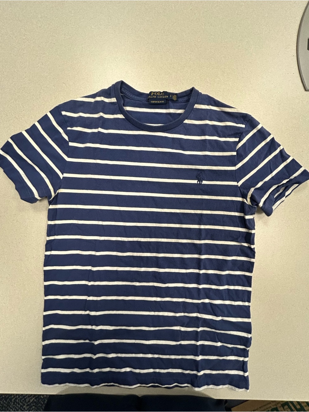 Polo by Ralph Lauren Navy & White Striped Crew Tee